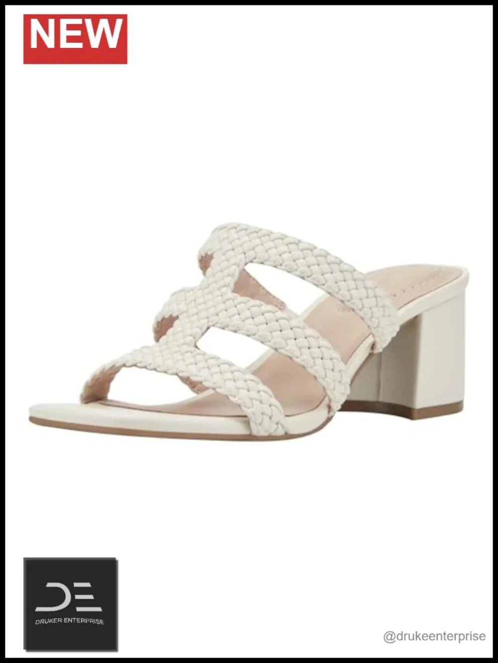 Faux Leather Square Toe Mid Block Heel Dress Sandals Slip-on Slingback
